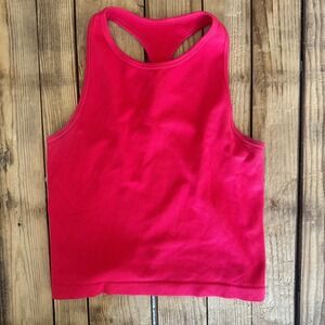 Intimately Free People Pink Ribbed Racerback Tank Top Seamless High Neck M/L